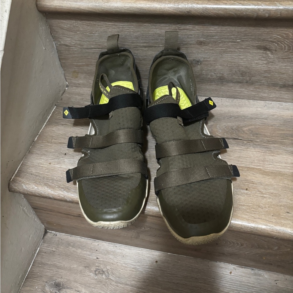 Sperry Olive Green Strap Sneakers